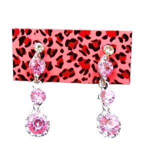 New pink stone dangle silver setting NWT